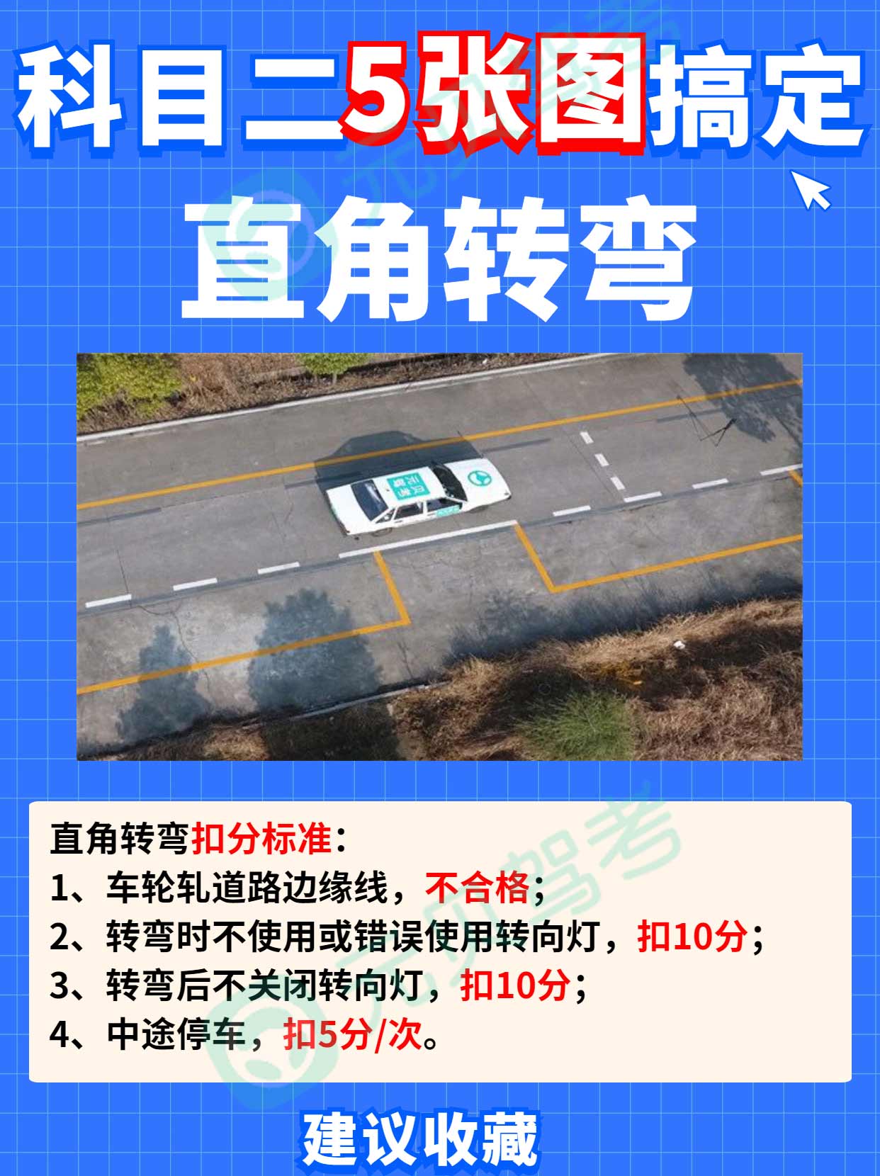 5张图搞定科目二直角转弯！扣分标准+考试技巧！