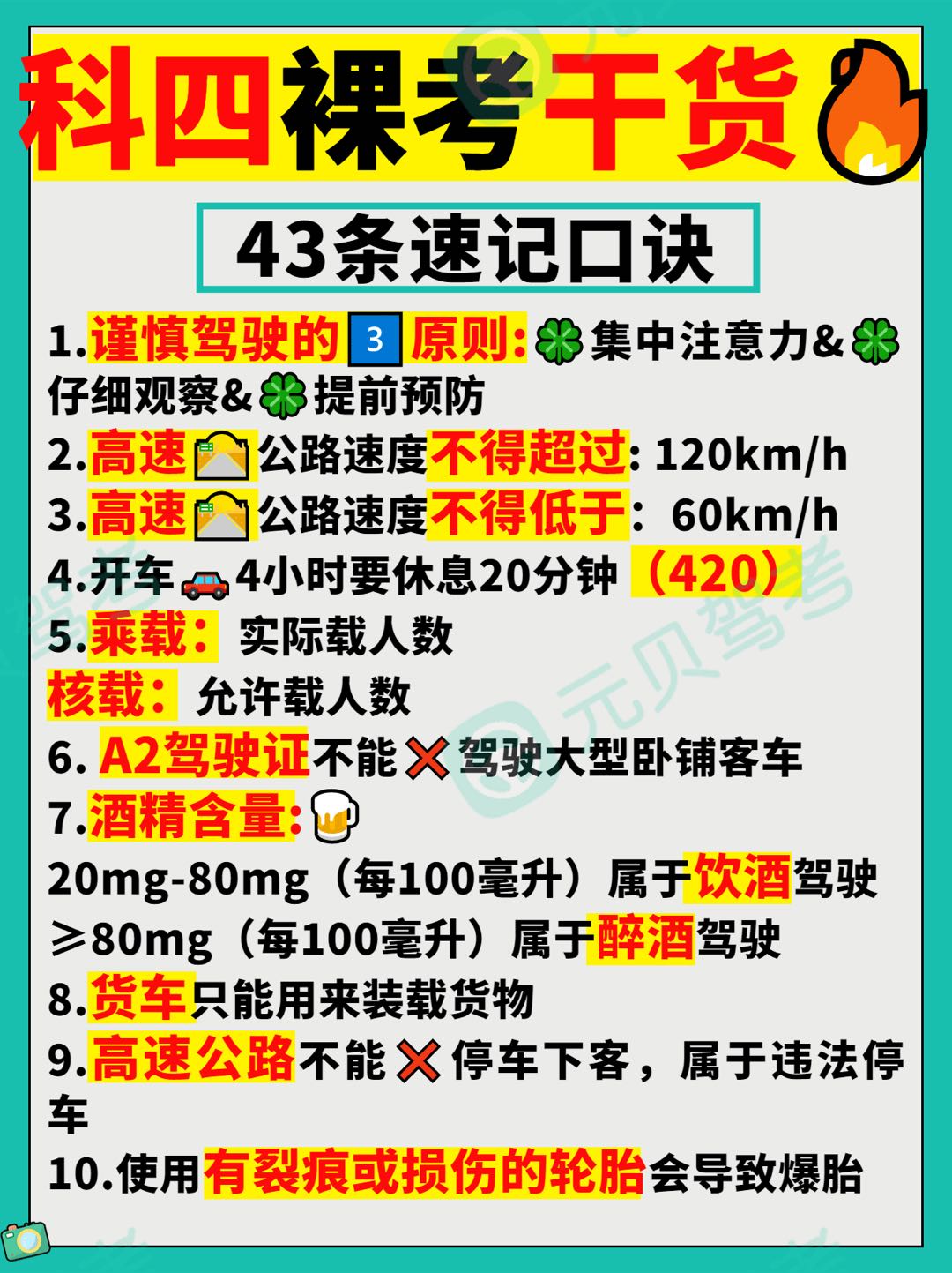 科目四备考学员速看，速记口诀大全来了！