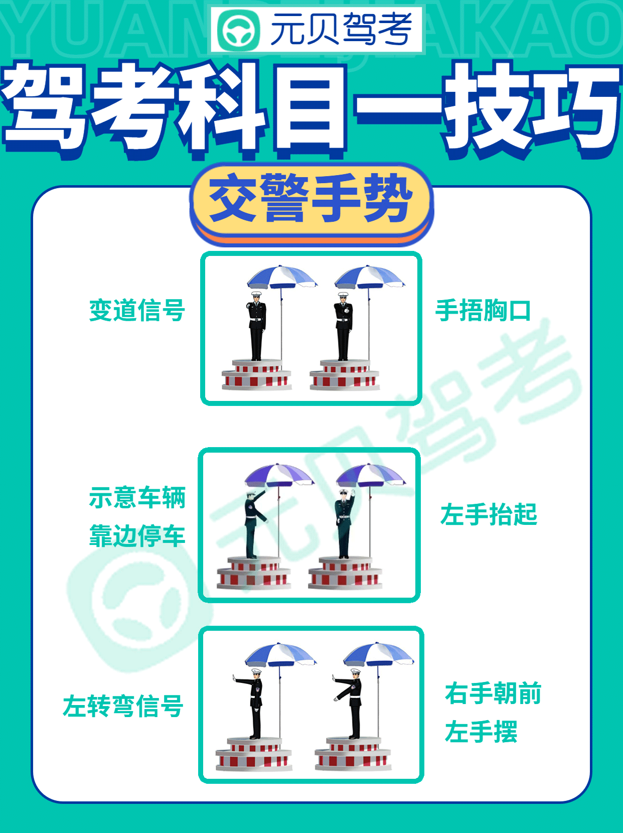 科目一新规交警手势+英文缩写来了，赶紧码住！